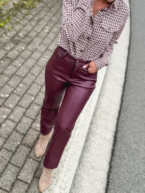 Pantalon en simili Mélania - Bordeaux