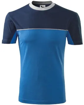 T-shirt fashion manches courtes bicolore - Unisexe - MF109 - bleu azur 
