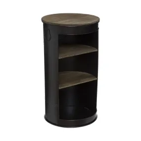 Table à café en métal noir et bois ø50xh 92cm